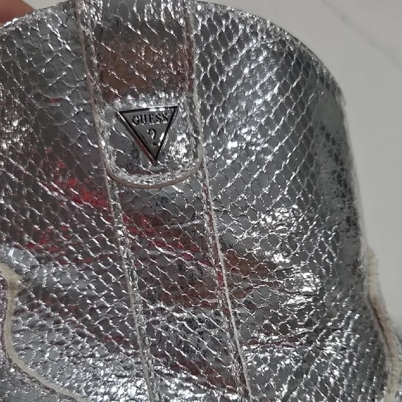 GUESS Silver Ankle Boots, Sz 6 Gentle Used - Picture 3 of 9